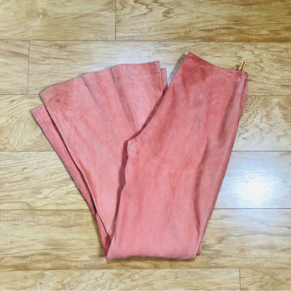 Valentino coral suede flare pants Sz 6 - Picture 5 of 16